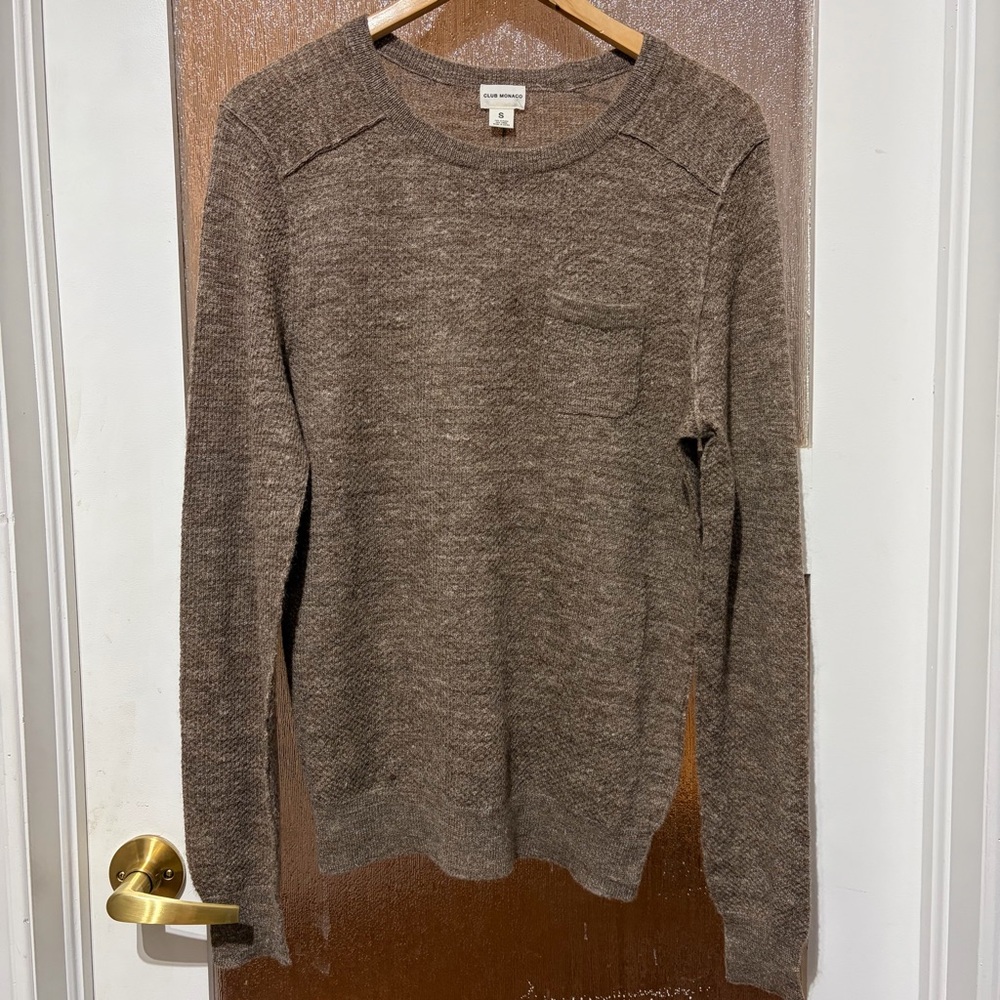 Club Monaco Alpaca Linen Blend Men's Brown Crewneck Sweater